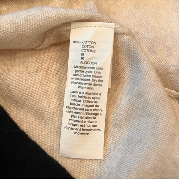 Gap Ivory White & Black Open Back w Fold Over Wrap Split Back Sweater Small EUC - Picture 7 of 7